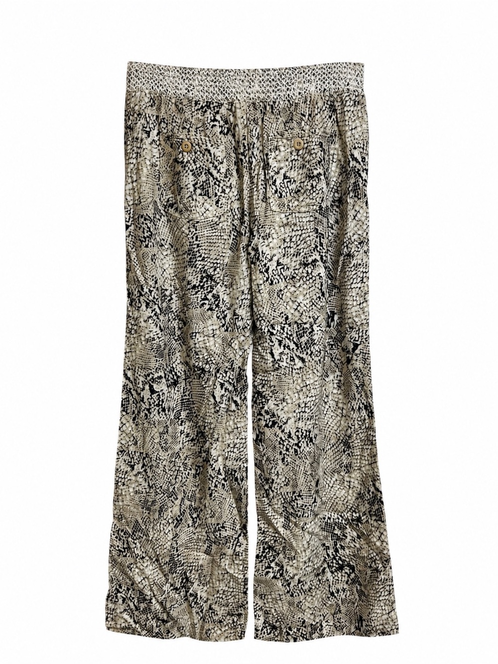 Cali 1850 Snake Print Wide Leg Linen Blend Pull-On Pants Size Large - Picture 6 of 7
